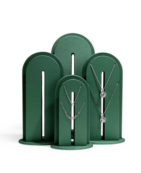 Роскошные зеленые кожаные выставочные витрины для ожерелья ювелирных изделий на продажу