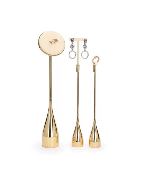 Luxury Gold Metal Cream Velvet Earring Display Stand