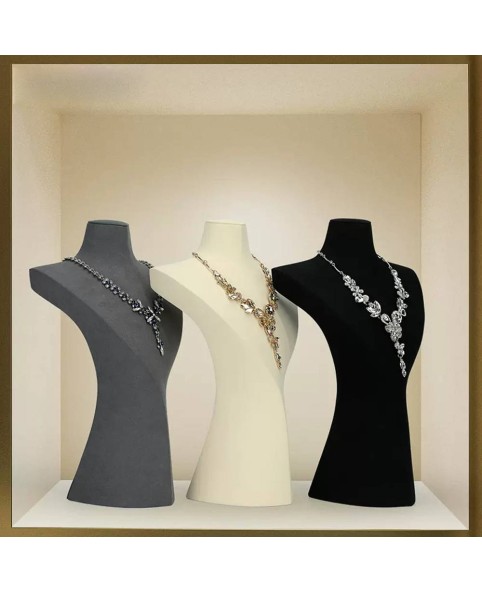 Luxuriöser, hochwertiger Halsketten-Büstenständer aus Samt