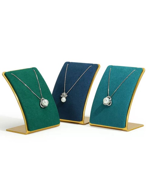 Luxury Gold Metal Velvet Jewellery Necklace Display Stand