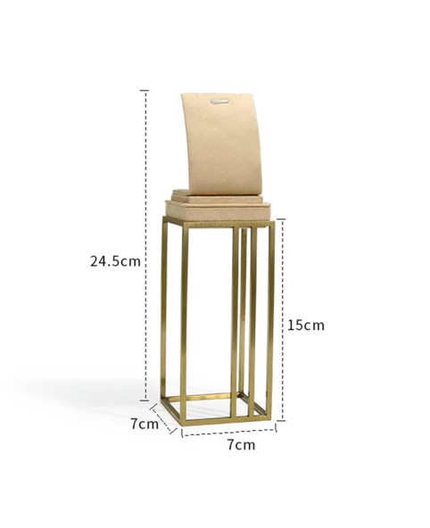Премиум-стойка для продажи бархатного золотого металлического ожерелья цвета хаки