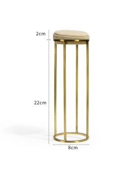 Khaki Velvet Gold Metal Tall Ring Display Stand For Sale