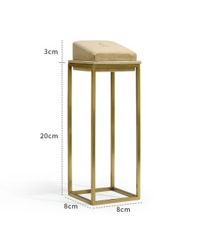 Luxury Khaki Velvet Gold Metal Ring Display Stand
