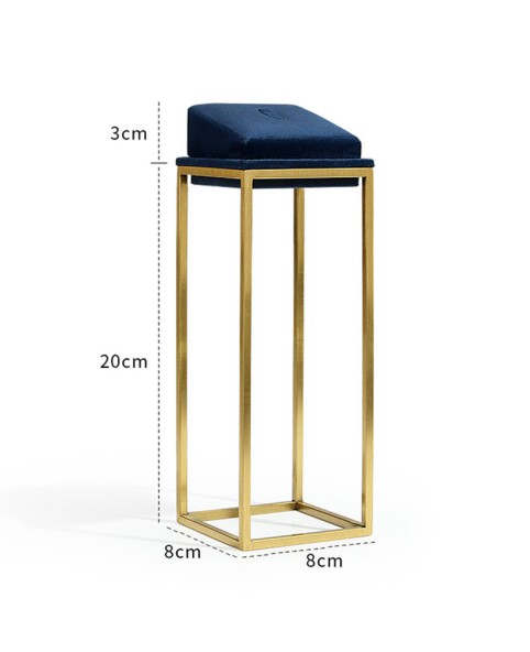 Роскошный золотой металлический темно-синий бархатный стенд для продажи колец