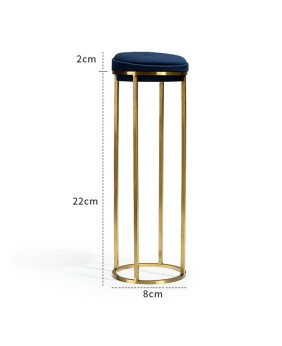 Luxury Gold Metal Navy Blue Velvet Tall Ring Display Stand For Sale