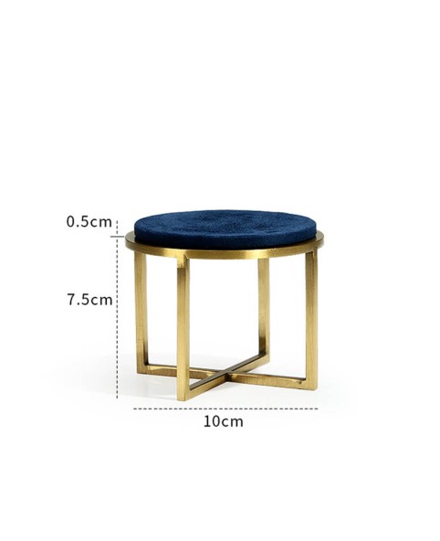 Luxury Navy Blue Velvet Gold Metal Jewelry Display Stand For Sale