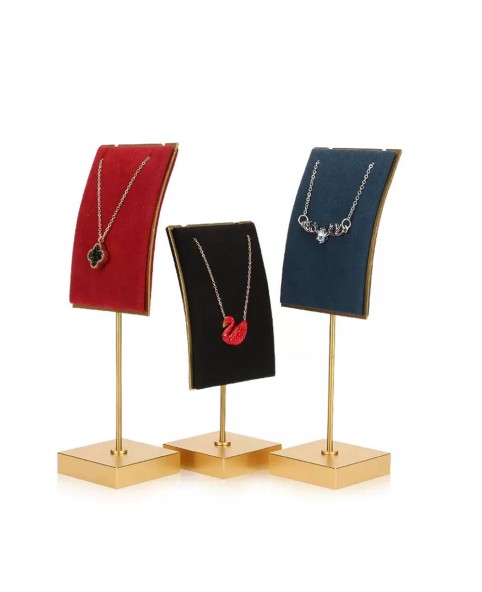 Premium Gold Metal Velvet Necklace Display Stand