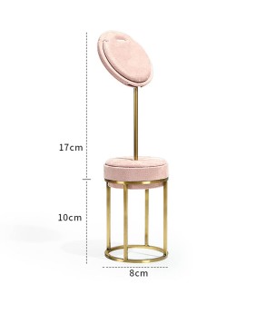 Luksusowy stojak na naszyjniki z różowego aksamitu w kolorze złotym