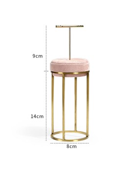 Luxury Pink Velvet Stainless Steel Retail Tall Earring Display Stand