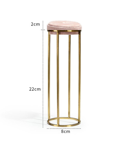 Подставка для высоких колец премиум-класса из розового металла и розового бархата