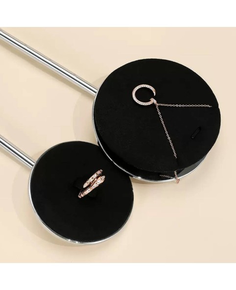 Luxury Silver Metal Black Velvet Jewelry Necklace Display Stand