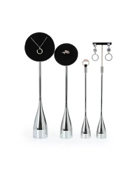 Luxe zilveren metalen zwart fluwelen ringdisplaystandaard