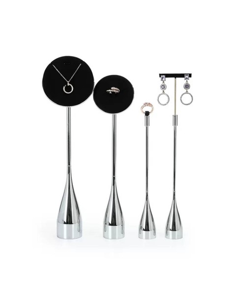 Luxuriöser Ohrring-Displayhalter aus silbernem Metall und schwarzem Samt