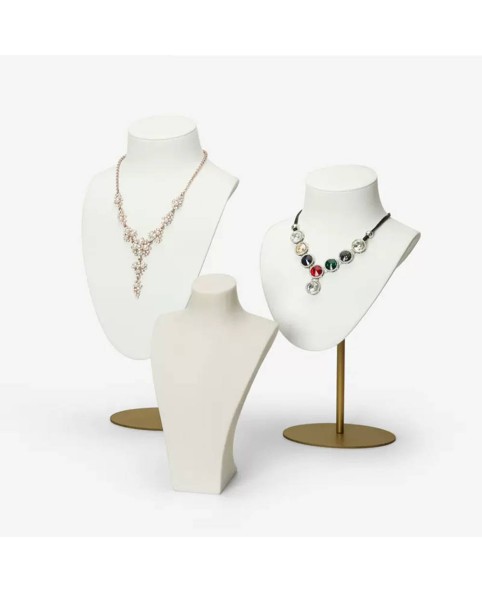 Busto de exhibición de collar de terciopelo blanco de lujo a la venta