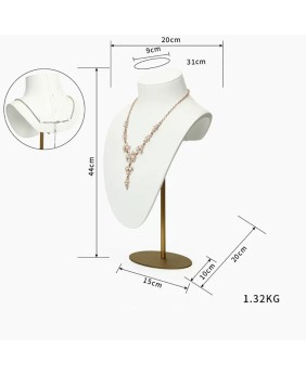 Busto de exibição de colar de veludo branco luxuoso para venda