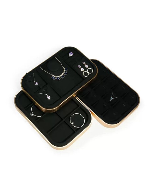 Luxury Premium Gold Black Velvet Jewelry Presentation Tray