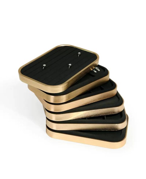 Luxury Premium Gold Black Velvet Jewelry Ring Display Tray