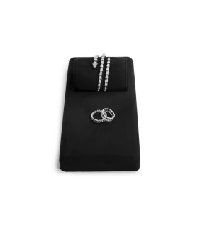 Luxuriöses schwarzes Samt-Schmuck-Armreif- und Ring-Präsentationstablett