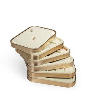 Luxury Premium Gold Cream Velvet Retail Jewelry Sets Display Tray For Sale