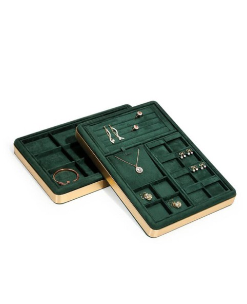 Premium Green Velvet Jewelry Pendant and Necklace Display Tray For Sale