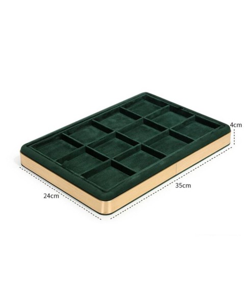 Luxuriöses Premium-Schmuck-Armreif-Tablett aus goldgrünem Samt zu verkaufen