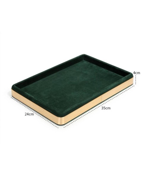 Luxuriöses Premium-Schmuck-Präsentationstablett aus goldgrünem Samt zu verkaufen