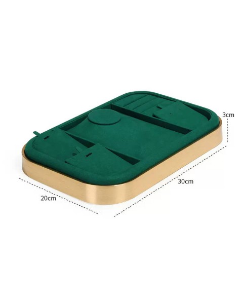 Luxuriöses Premium-Schmuckset-Präsentationstablett aus goldgrünem Samt