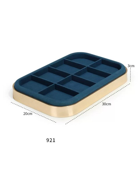 Luxuriöses seeblaues Samt-Armreif-Display-Tablett zum Verkauf