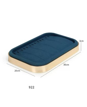 Luxury Premium Gold Lake Blue Velvet Retail Bracelet Display Tray For Sale