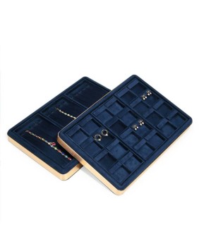 Luxury Gold Navy Blue Velvet Jewelry Presentation Tray For Sale