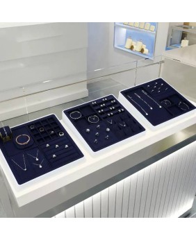 Luxury Navy Blue Velvet Earring Display Tray