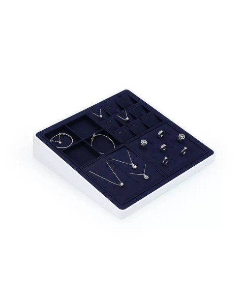 Luxury Navy Blue Velvet Pendant and Necklace Display Tray