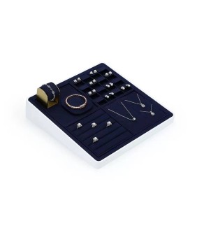 High End Navy Blue Velvet Jewelry Tray For Sale