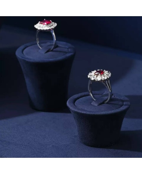 Premium Navy Blue Velvet Jewelry Display Set For Sale