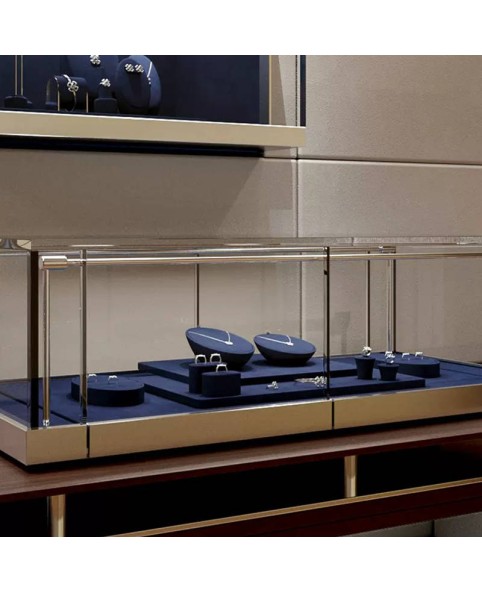 Set Tampilan Perhiasan Beludru Biru Laut Premium Dijual