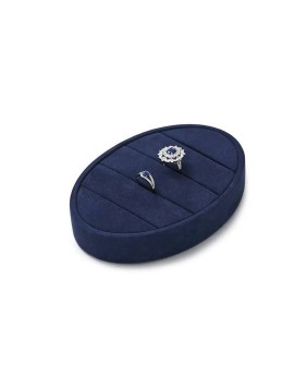 Navy Blue Velvet Oval Ring Display Holder Tray For Sale