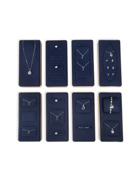 Luxury Premium Navy Blue Velvet Retail Ring and Necklace Display Tray
