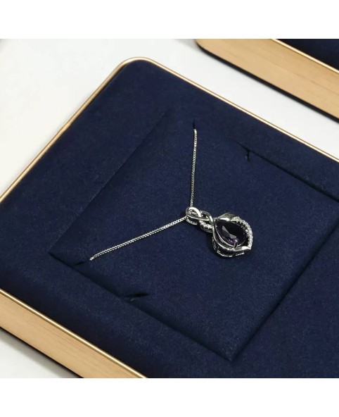 Роскошный подарочный поднос с бархатным ожерельем премиум-класса темно-синего цвета