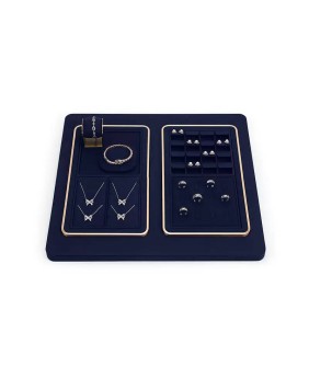 Luxury Navy Blue Velvet Jewelry Showcase Display Tray