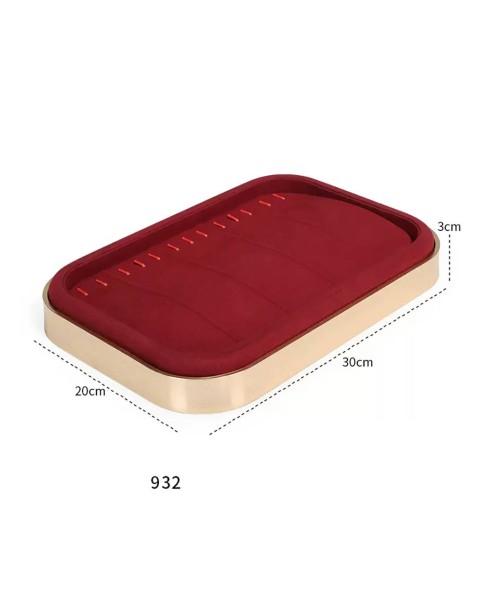 Bandeja de exhibición de pulsera minorista de terciopelo rojo dorado premium a la venta