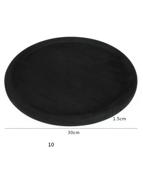 Bandeja de presentación de joyería redonda grande de terciopelo negro premium a la venta