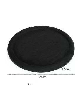 Hochwertiges kleines rundes Schmuck-Präsentationstablett aus schwarzem Samt zu verkaufen