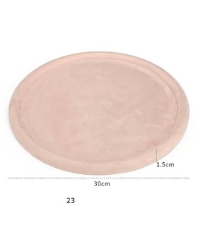 Bandeja de presentación de joyería redonda grande de terciopelo rosa premium a la venta