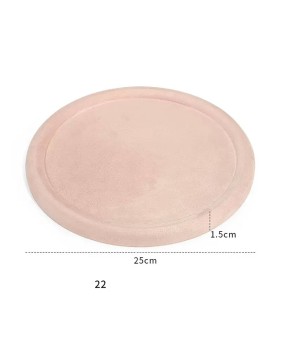 Hochwertiges kleines rundes Schmuck-Präsentationstablett aus rosa Samt zum Verkauf
