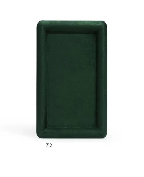 Hochwertiges rechteckiges Schmuck-Präsentationstablett aus grünem Samt zum Verkauf