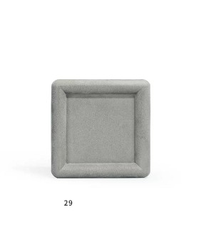 Bandeja de presentación de joyería cuadrada de terciopelo gris claro premium a la venta
