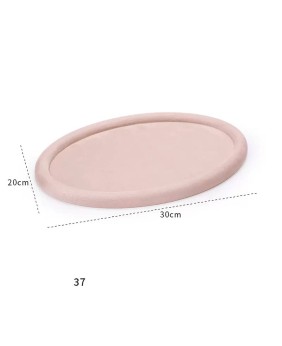 Luxuriöses ovales Schmuck-Präsentationstablett aus rosa Samt zu verkaufen