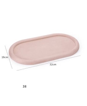 Luxuriöses Schmuck-Präsentationstablett aus rosa Samt mit rundem Ende zu verkaufen