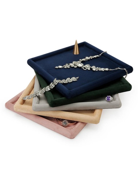 Luxe vierkante fluwelen presentatiebakken voor sieraden voor de detailhandel