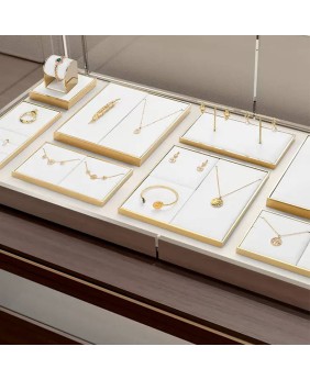 Plateau d'affichage de vitrine de bijoux en velours blanc de qualité supérieure